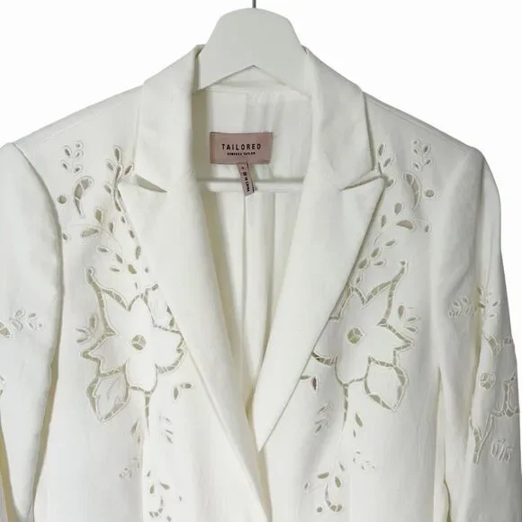 TAILORED By Rebecca Taylor Eyelet Floral Blazer 2 XS 2 Button $550